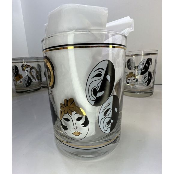Vintage Mardi GrasāCocktail Glasses Masks - Picture 3 of 7